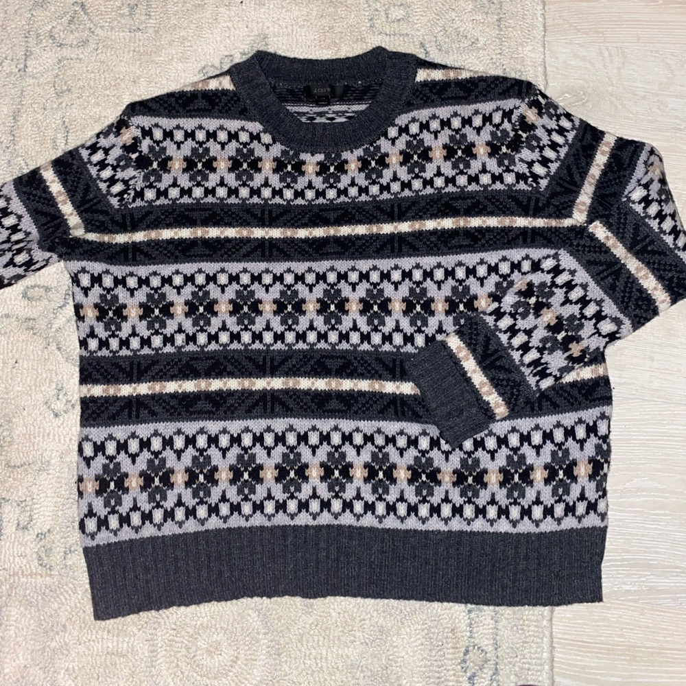 J. Crew Women's Scandinavian Icelandic Nordic Wool Winter Crew Neck knit Sweater